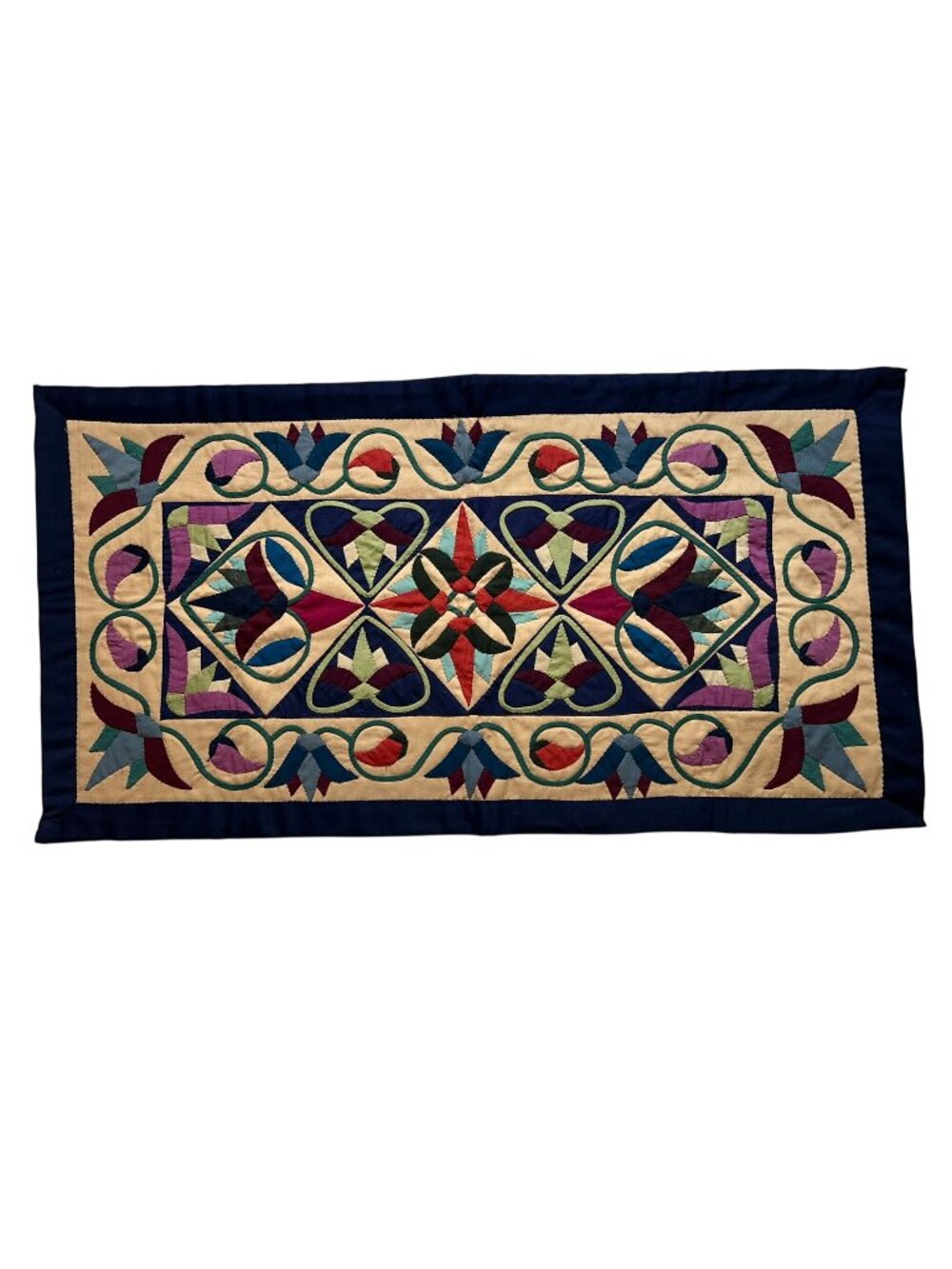 Handmade Quilted Multicolor Paisley Applique Decorative Pillow Sham
